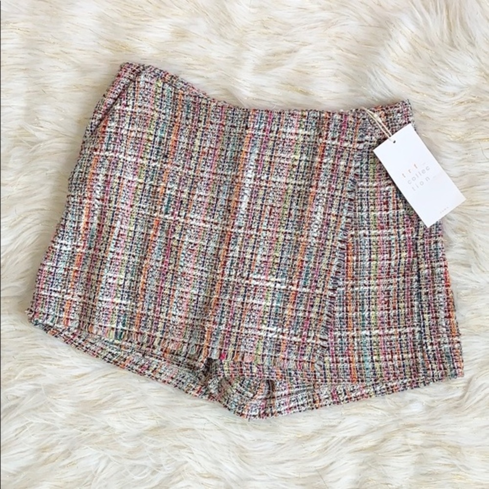 Zara tweed wrapped multi colored skort